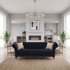 3 Seater Button Tufted Sofa With Rolled Arms, Living Room Couch With 2 Pillows - Black