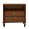 Nightstand With Charging Station, 2 Drawer Bedside Table - Walnut
