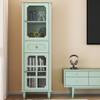 Curio Cabinet, Freestanding Vintage Display Storage Cabinet, Adjustable Shelves - Green