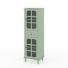 Storage Cabinet, Freestanding Curio Cabinet With Grid Doors & Drawer, Pantry Display Cabinet For Kitchen