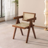 Modern Mid Century Dining Chairs (Set of 2), Rattan Accent Chairs, Comfy Armchairs, Outdoor Wood Chairs With Armrest - Walnut