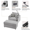 Modern Style Single Sofa Sofa Couch With Storage Space, A Movable Ottoman, 2 USB Ports, 2 Cup Holders, A Phone Holder For Living Room