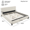 King Upholstered Bed With Slats Support - Beige