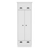 Dresser Closet With Upper Storage Covered With 1 Door, 2 Central Shelves, 1 Tube For Hanging Clothes Covered By 2 Doors, 1 Drawer At The Bottom - White