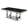 Luxury Modern Dining Table With 6 Chairs Marble Top Titanium Plated Base - Black