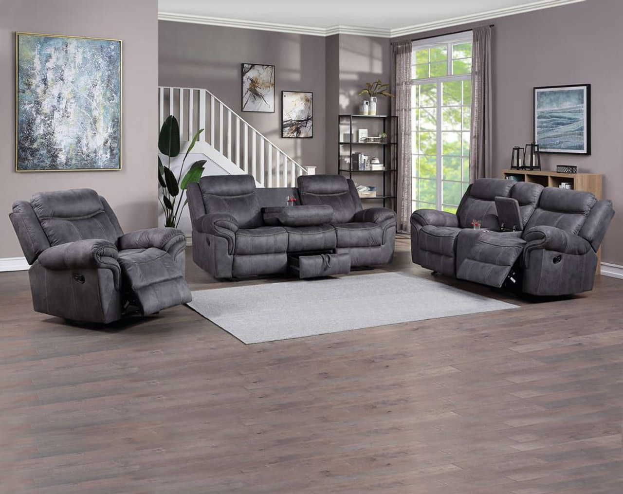 Knoxville Gray Reclining Collection Luxury Mattress and Furniture in