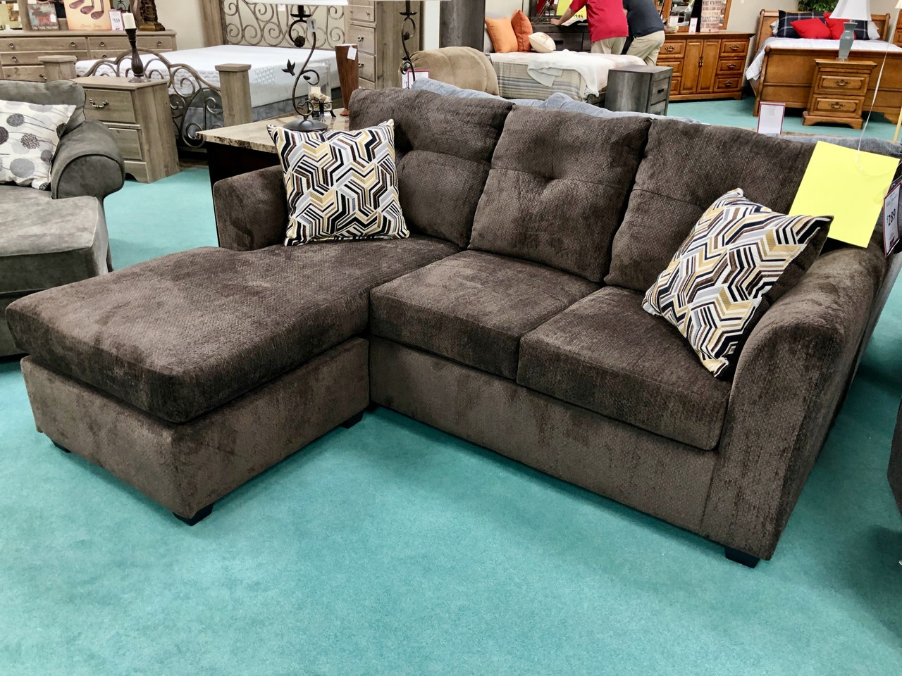 Luxury Brown Chofa (Sofa with Chaise) Luxury Mattress and Furniture