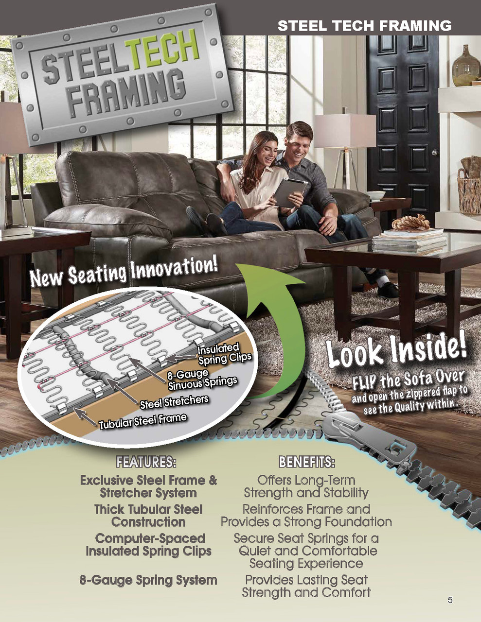 Mammoth Smoke Comfort Gel Ultra Plush Sectional Set - Luxury