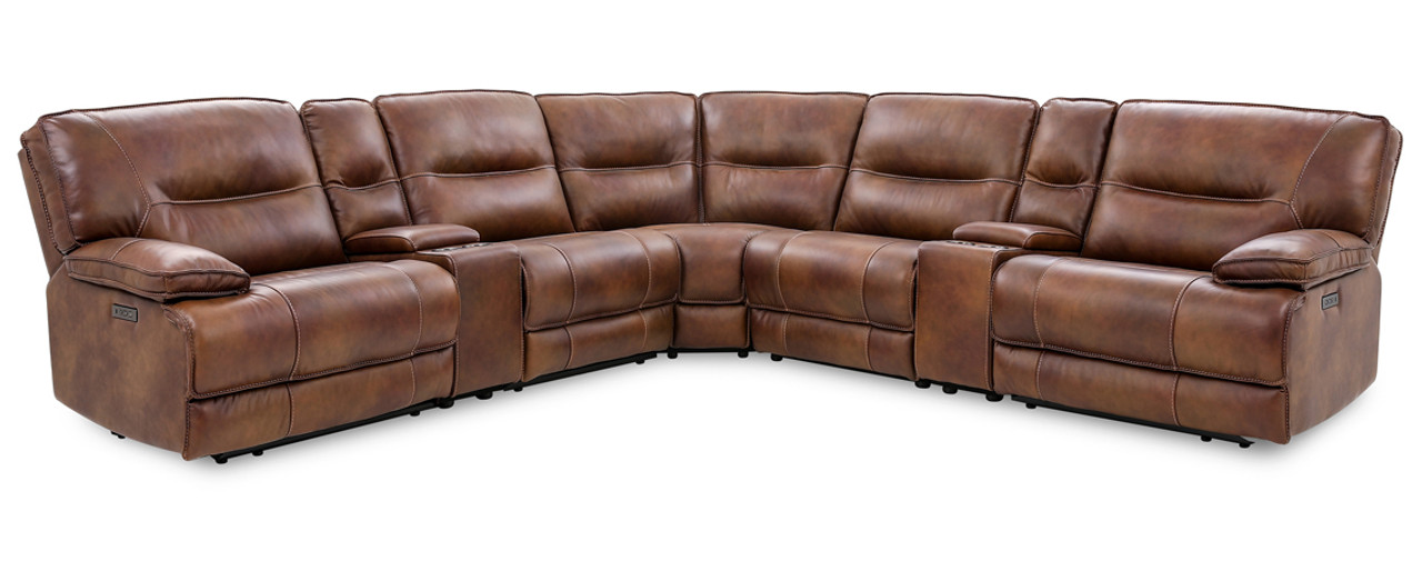 Morocco 7 Piece Power Italian Leather Reclining Sectional - Luxury