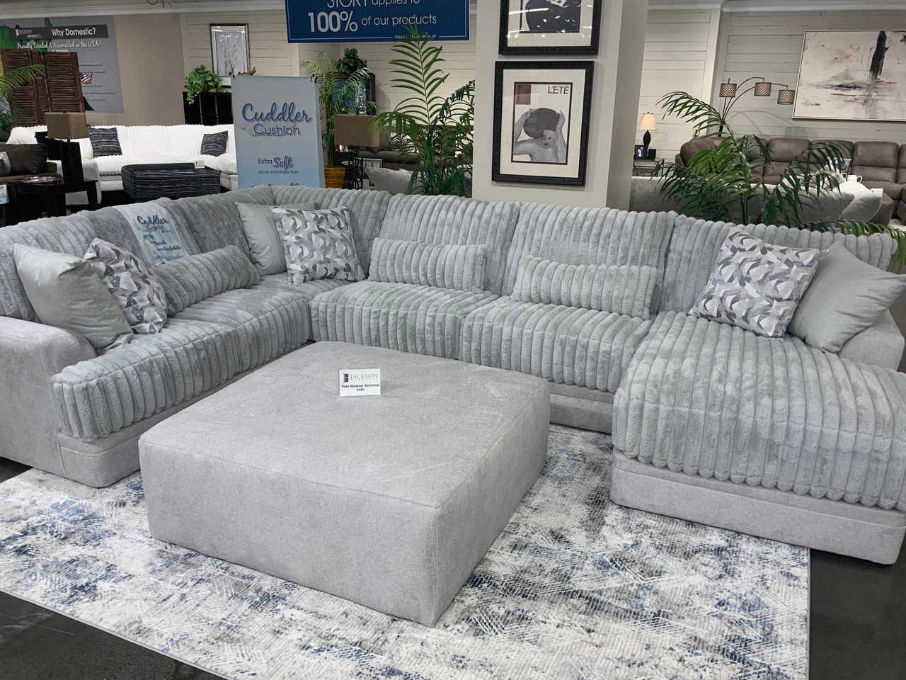 Plush sectional clearance with ottoman