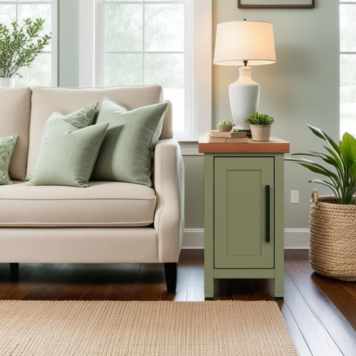 Vineyard - Chairside Table - Sage Green, Fruitwood Vineyard - Chairside Table - Sage Green, Fruitwood