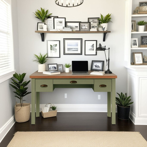 Vineyard - Writing Desk - Sage Green And Fruitwood Vineyard - Writing Desk - Sage Green And Fruitwood