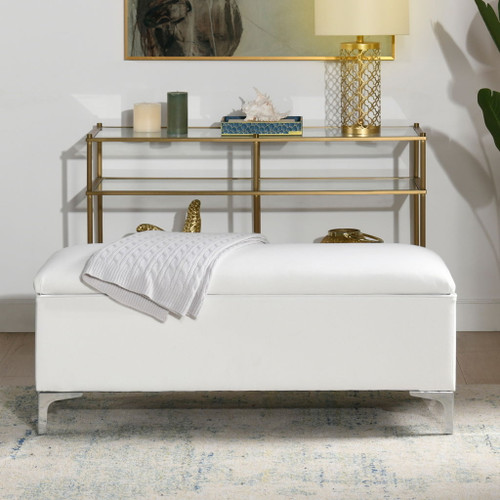 Madelyn - Modern Storage Bench - Bright White Dye Madelyn - Modern Storage Bench - Bright White Dye