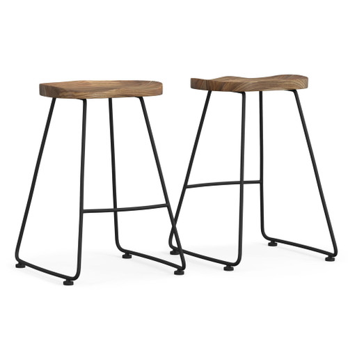Amberly - Rustic Saddle Bar Stool (Set of 2) Amberly - Rustic Saddle Bar Stool (Set of 2)
