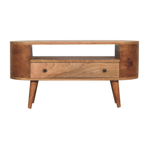 Mini Rounded Entertainment Unit - Oak Mini Rounded Entertainment Unit - Oak