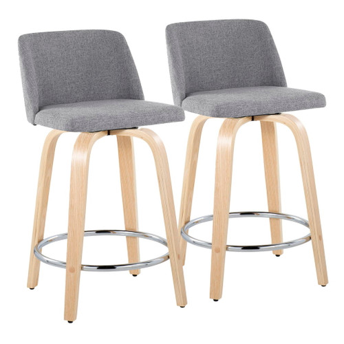 Toriano - Contemporary Fixed Height Counter Stool & Swivel And Round Footrest (Set of 2) Toriano - Contemporary Fixed Height Counter Stool & Swivel And Round Footrest (Set of 2)