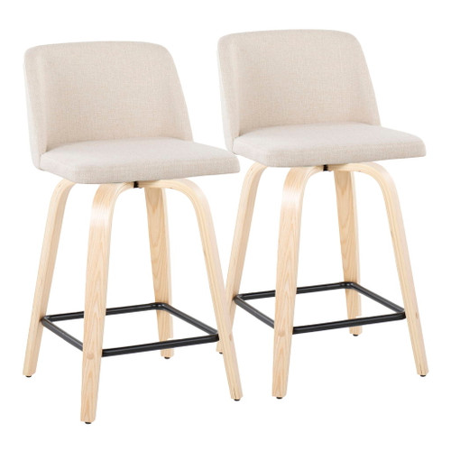 Toriano - Contemporary Modern Design Fixed Height Counter Stool With Swivel With Square Footrest (Set of 2) Toriano - Contemporary Modern Design Fixed Height Counter Stool With Swivel With Square Footrest (Set of 2)