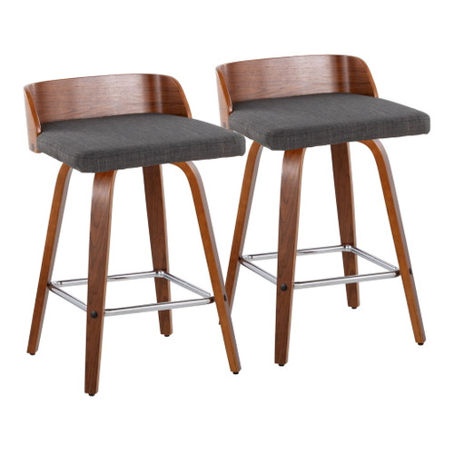 Maya - Mid Century Modern Fixed Height Counter Stool & Swivel With Square Footrest (Set of 2) Maya - Mid Century Modern Fixed Height Counter Stool & Swivel With Square Footrest (Set of 2)