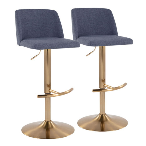 Toriano - Contemporary Adjustable Barstool With Swivel With Rounded T Footrest (Set of 2) Toriano - Contemporary Adjustable Barstool With Swivel With Rounded T Footrest (Set of 2)