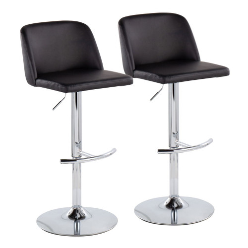 Toriano - Contemporary Adjustable Barstool With Swivel & Rounded T Footrest (Set of 2) Toriano - Contemporary Adjustable Barstool With Swivel & Rounded T Footrest (Set of 2)