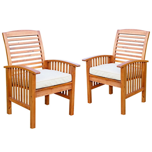 Modern 2 Piece Slat Back Patio Chairs With Cushions Modern 2 Piece Slat Back Patio Chairs With Cushions
