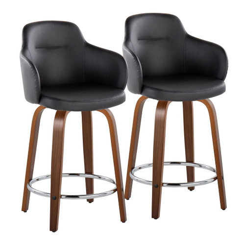 Boyne - Contemporary Fixed Height Counter Stool With Swivel With Round Footrest (Set of 2) Boyne - Contemporary Fixed Height Counter Stool With Swivel With Round Footrest (Set of 2)