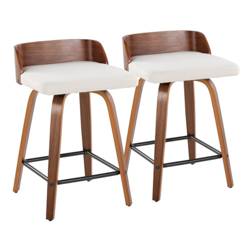 Maya - Mid Century Modern Fixed Height Counter Stool With Swivel And Square Footrest (Set of 2) Maya - Mid Century Modern Fixed Height Counter Stool With Swivel And Square Footrest (Set of 2)