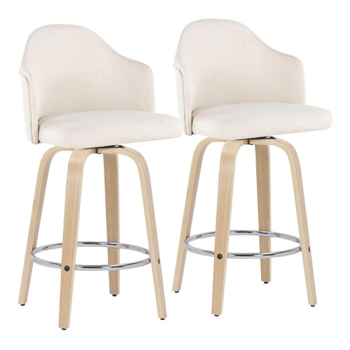 Ahoy - Mid Century Modern Fixed Height Counter Stool With Round Footrest (Set of 2) Ahoy - Mid Century Modern Fixed Height Counter Stool With Round Footrest (Set of 2)