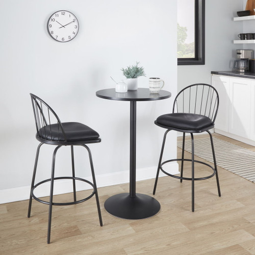 Riley - Claire Farmhouse Fixed Height Counter Stool With Swivel With Round Footrest (Set of 2) Riley - Claire Farmhouse Fixed Height Counter Stool With Swivel With Round Footrest (Set of 2)