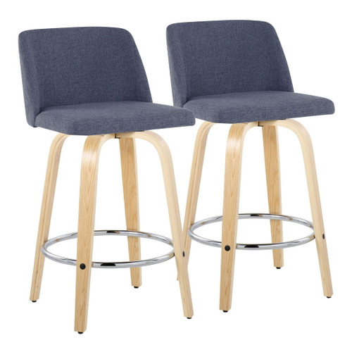 Toriano - Contemporary Fixed-Height Counter Stool With Swivel And Round Footrest (Set of 2) Toriano - Contemporary Fixed-Height Counter Stool With Swivel And Round Footrest (Set of 2)
