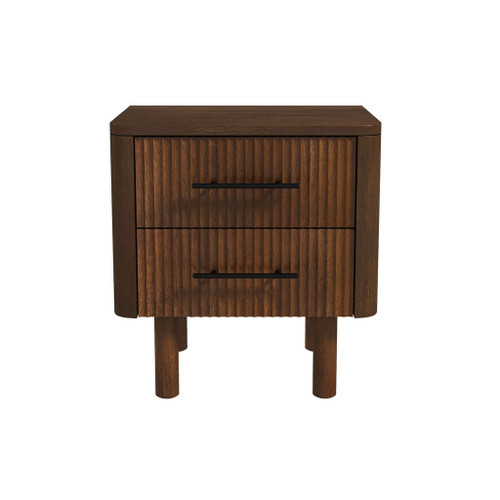 Logan - Mid-Century Modern Nightsd Bed Side Tables With 2 Drawers - Brown Logan - Mid-Century Modern Nightsd Bed Side Tables With 2 Drawers - Brown