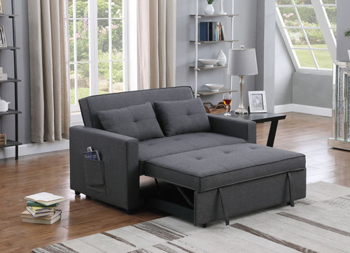Zoey - Linen Convertible Sleeper Loveseat With Side Pocket Zoey - Linen Convertible Sleeper Loveseat With Side Pocket
