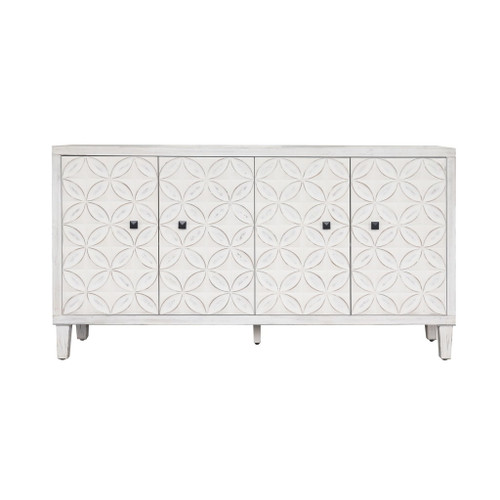 Accent Cabinet 4 Door Wooden Cabinet Sideboard Buffet Server Cabinet Storage Cabinet, For Living Room, Entryway, Hallway, Office, Kitchen And Dining Room - White Wash