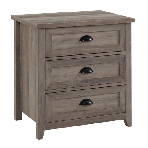 Transitional Farmhouse Framed 3 Drawer Nighstand With Cup Handles Transitional Farmhouse Framed 3 Drawer Nighstand With Cup Handles