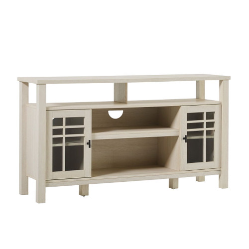 Transitional 2 Door Sideboard With Windowpane Design - Ivory Oak Transitional 2 Door Sideboard With Windowpane Design - Ivory Oak