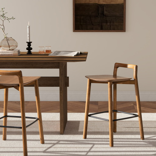 Sven - Modern Minimalist Low Back Counter Stool - Dark Brown Walnut Sven - Modern Minimalist Low Back Counter Stool - Dark Brown Walnut