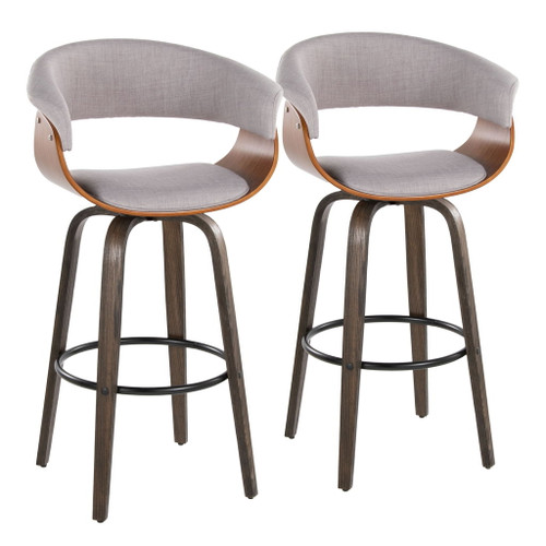 Vintage Mod - Mid Century Modern Fixed Height Barstool With Swivel & Round Footrest (Set of 2) Vintage Mod - Mid Century Modern Fixed Height Barstool With Swivel & Round Footrest (Set of 2)
