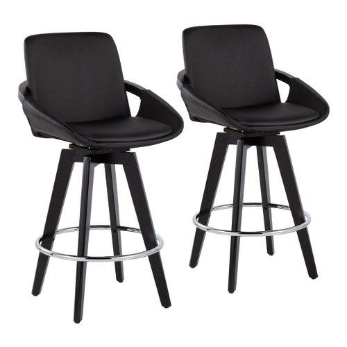 Cosmo - Contemporary Fixed Height Counter Stool With Swivel And Round Footrest (Set of 2) Cosmo - Contemporary Fixed Height Counter Stool With Swivel And Round Footrest (Set of 2)
