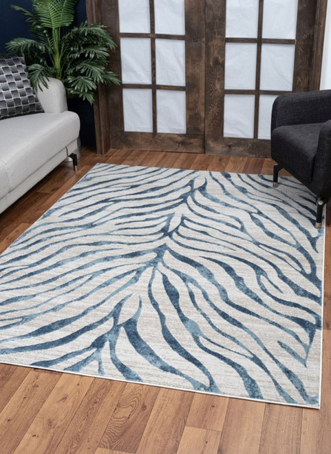 Elegance - 5'3" X 7'3" Polyester Area Rug - Blue Elegance - 5'3" X 7'3" Polyester Area Rug - Blue