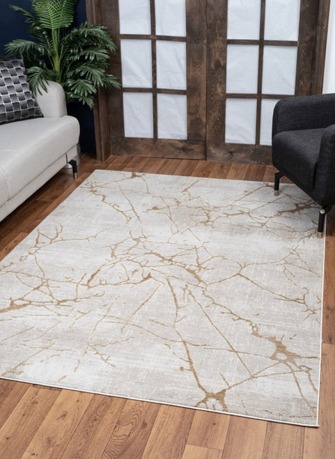 Elegance - 5'3" X 7'3" Area Rug - Gold, Polyester Elegance - 5'3" X 7'3" Area Rug - Gold, Polyester