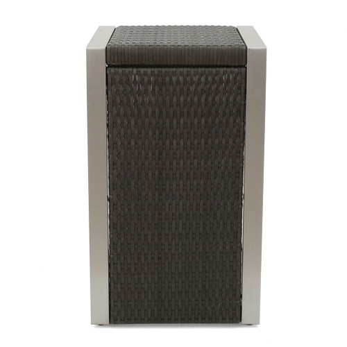Cape - Coral Wicker C Shaped Table Modern DesignRattan And Aluminum Frame - Brown