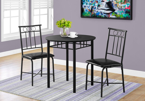 3 Pieces Dining Table Set, Small, Round, Contemporary & Modern 3 Pieces Dining Table Set, Small, Round, Contemporary & Modern