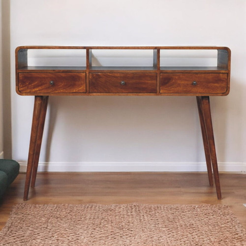 Triple Curved Console Table - Brown Triple Curved Console Table - Brown