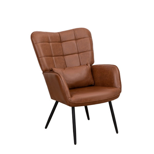 Modern Accent Arm Chair High Back With Metal Legs And Soft Padded