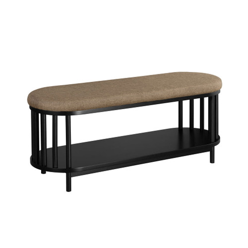 Scandi - Upholstered Top Storage Bench With Lower Shelf - Black Scandi - Upholstered Top Storage Bench With Lower Shelf - Black