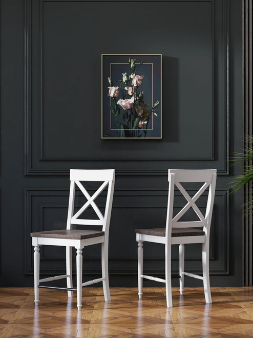 Mountina - 24" Tall Bar Stools (Set of 2) - Brown / White Mountina - 24" Tall Bar Stools (Set of 2) - Brown / White