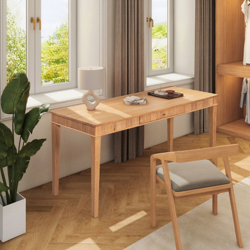 Dumont - Modern Farmhouse 1 Drawer Fluted Home Office Writing Desk - Natural Blonde Dumont - Modern Farmhouse 1 Drawer Fluted Home Office Writing Desk - Natural Blonde