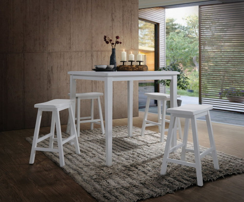 Gaucho - 5 Pieces Pack Counter Height Table Set - White Gaucho - 5 Pieces Pack Counter Height Table Set - White