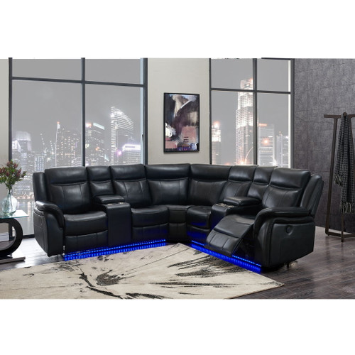 Jupiter - Leather Sectional - Black Jupiter - Leather Sectional - Black