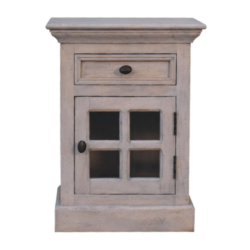 Glazed Bedside Table - Stone White Glazed Bedside Table - Stone White